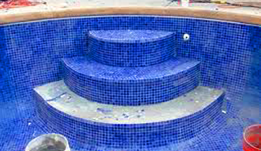 Newly Installed Tile Before Pool Filled